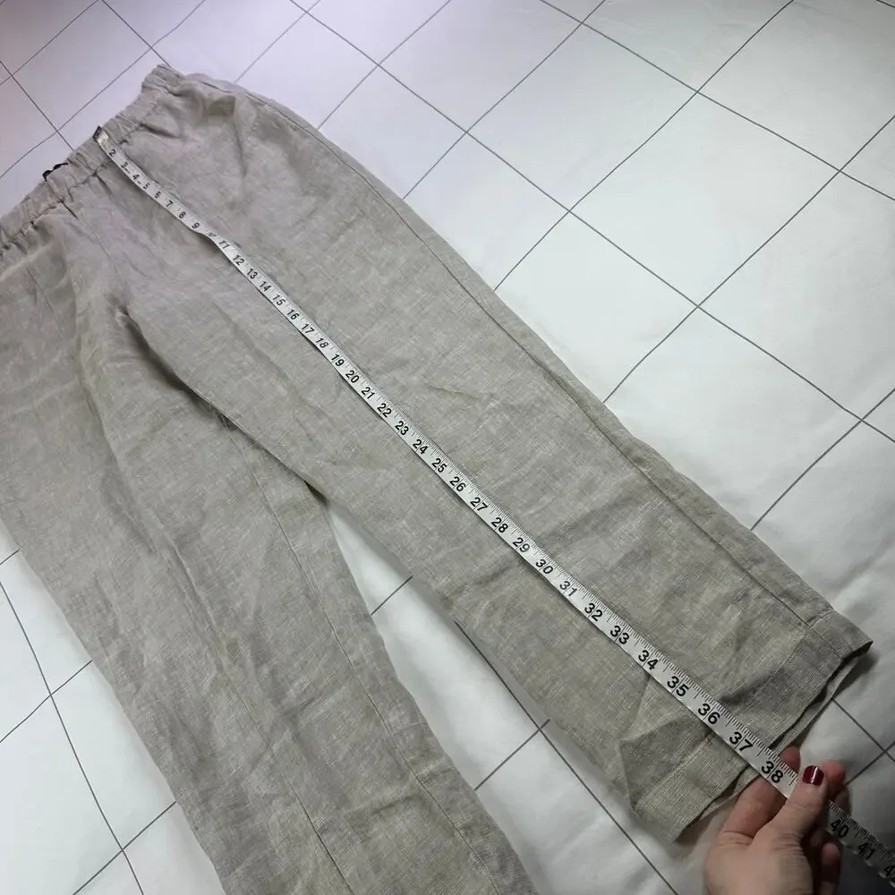 Quince Pants Womens Medium Flax Cream 100% European Linen Tapered Ankle Relaxed - Picture 11 of 12